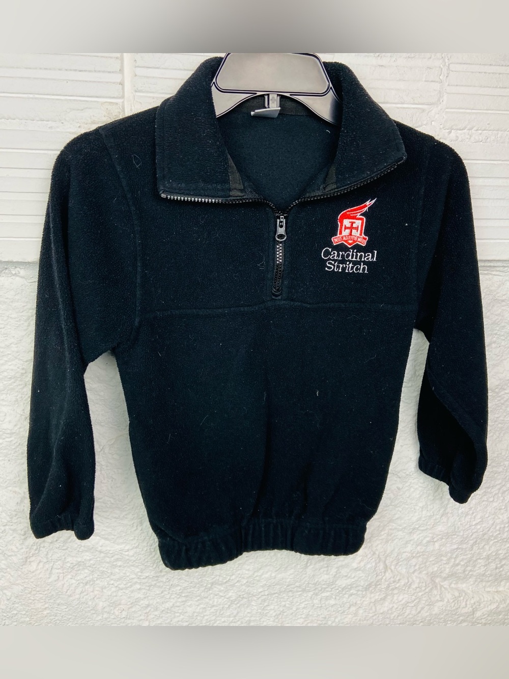 Cardinal stretch private Catholic school Black Fleece Quarter-Zip sweater SZ S